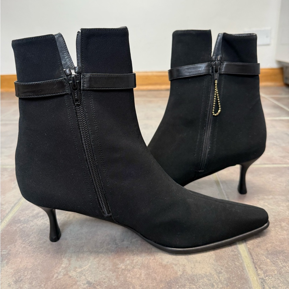 Stuart Weitzman Black Pointed Toe Ankle Booties